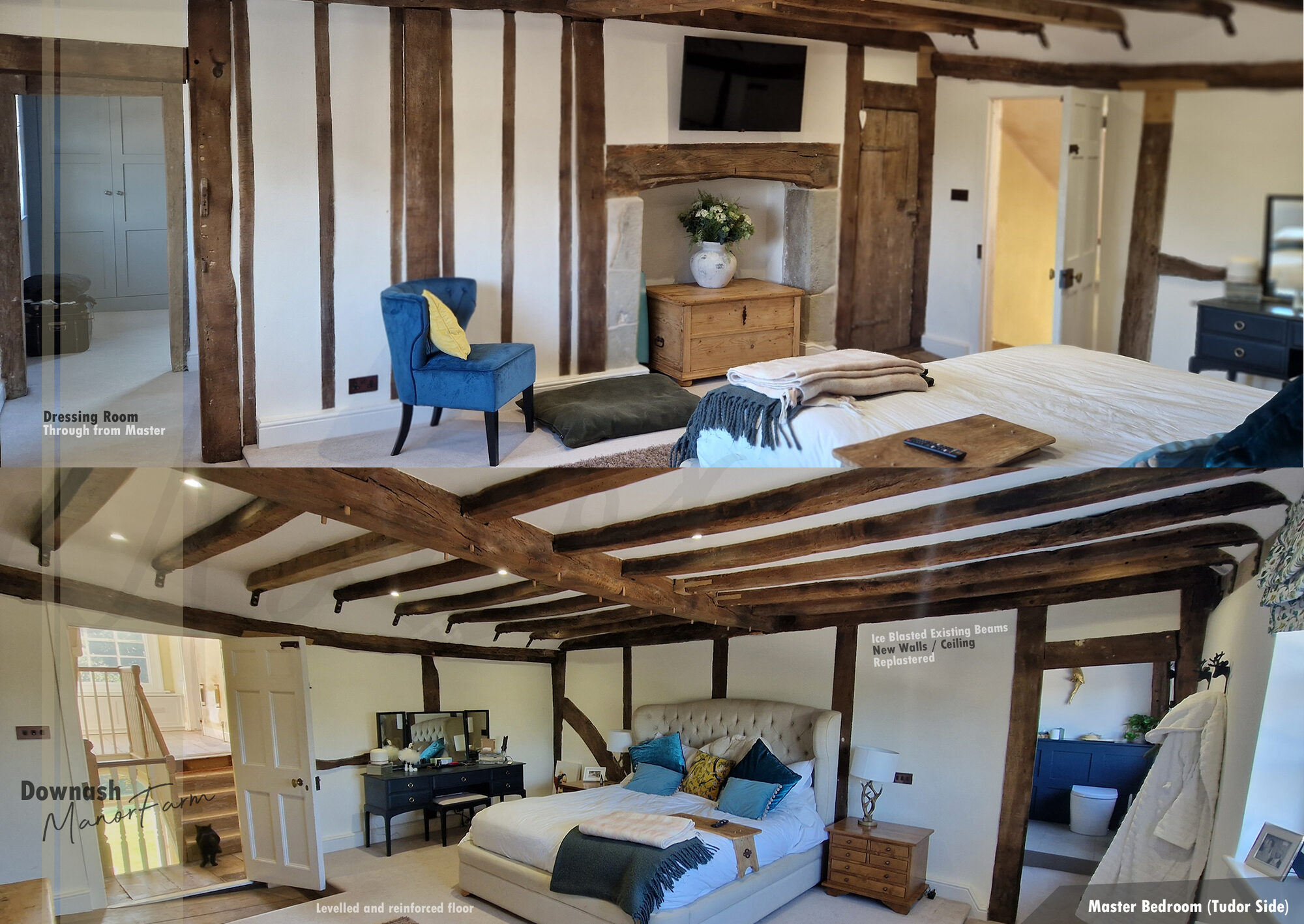 Oak-framed loft conversion at a manor farm