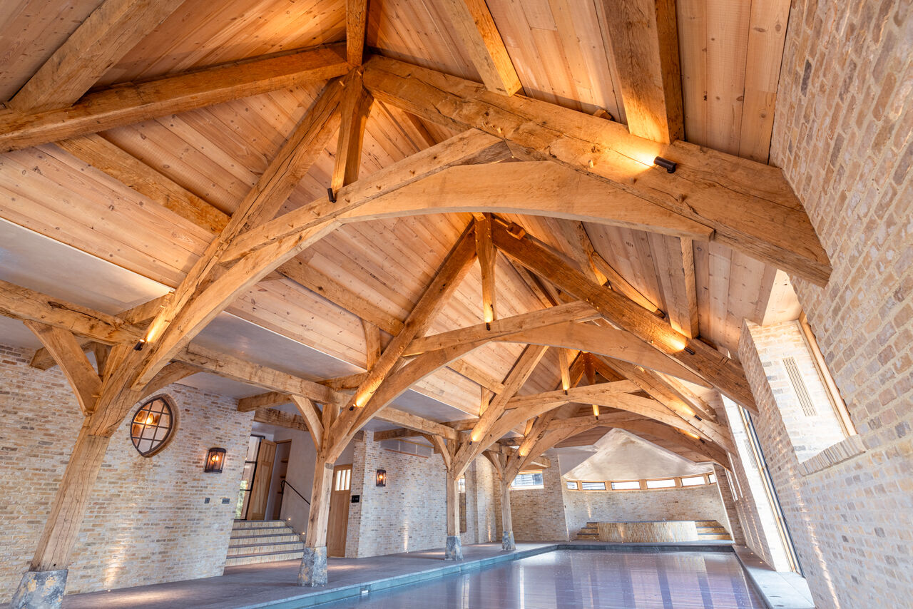 Handmade oak-framed pool house