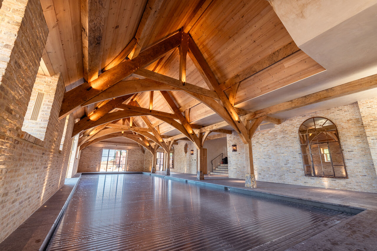 Handmade oak-framed pool house