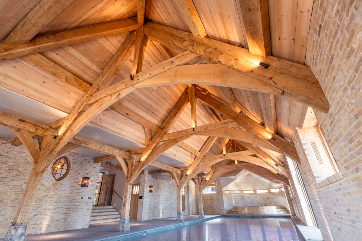 New-build oak-framed pool house