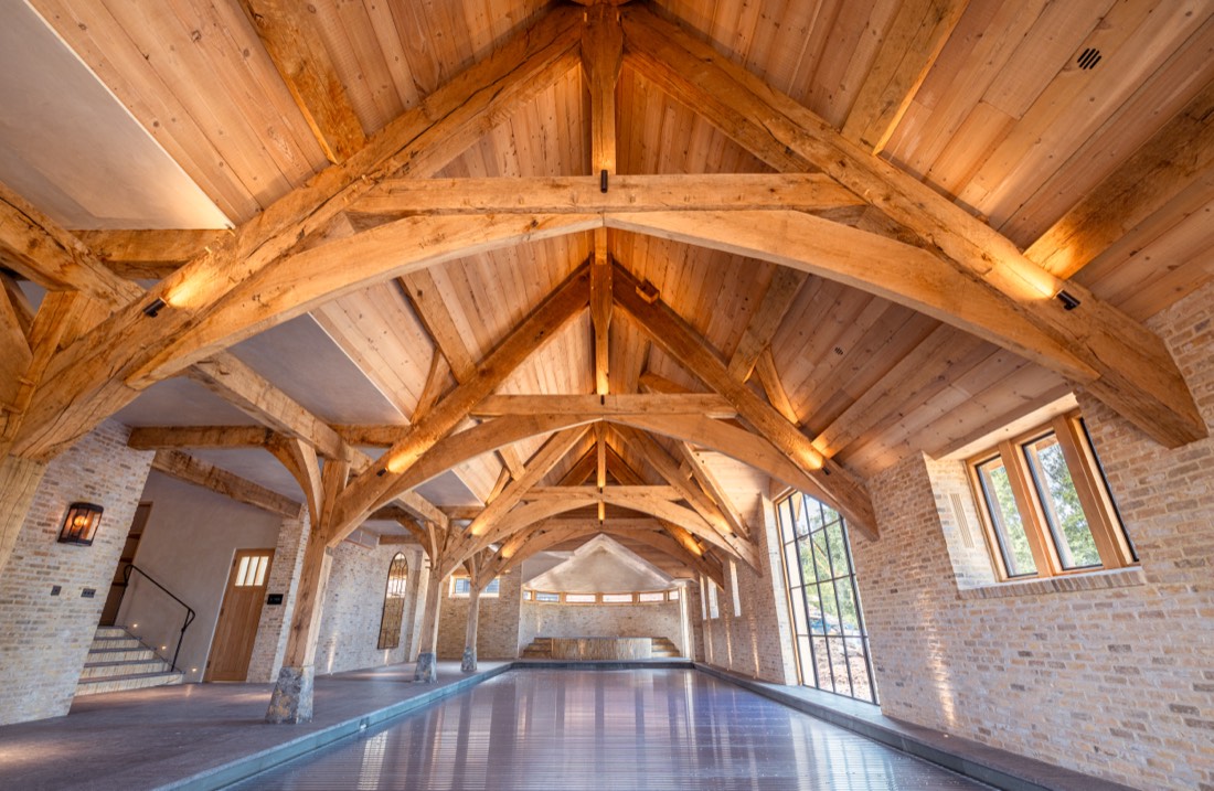 Handmade oak framed pool house